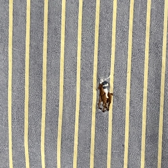 Ralph Lauren  Tan Pony Classic Fit Mens Button Down Size XL Light Blue Yellow￼ - Picture 2 of 6